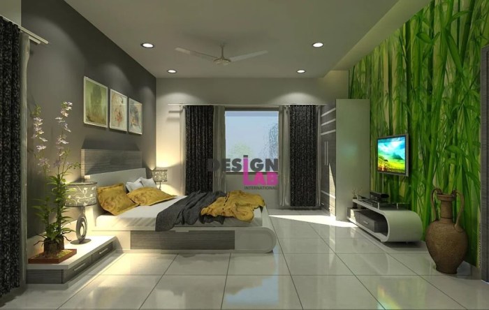 Green colour bedroom design