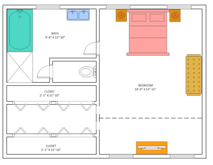 Bedroom floor plan plans simple basic house modern interior bathroom ideas two decor very layout bedrooms ft 3d sq enlarge